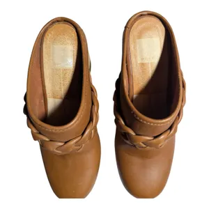 Dolce Vita Hila Cognac Brown Leather Braided Band Wooden Heel Boho Clogs Sz 8.5 thumbnail 5