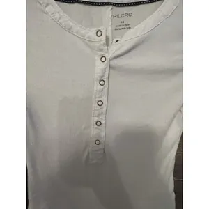 Pilcro Anthropologie White Ribbed Henley Top Smocked Balloon Sleeve Womens XS thumbnail 4