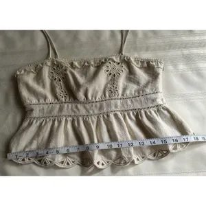 Zara Embroidered Peplum Top Beige/ Cream Size S New with Tags Women’s thumbnail 10