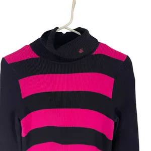 Lauren Ralph Lauren Size Medium Emo Preppy Y2k Striped‎ Turtle Neck Sweater thumbnail 2