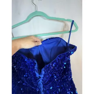 Unbranded Dress Womens Size 14 Royal Blue Sequin Corset Back Mini thumbnail 12