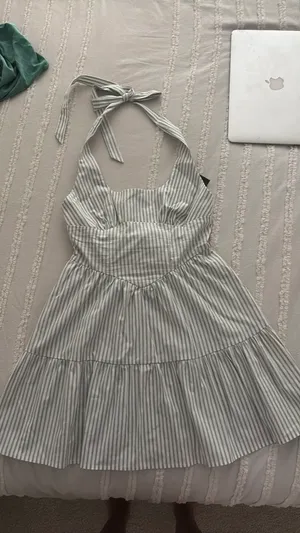 Grey Striped Dress thumbnail 1