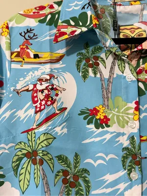 SSLR women's collection button down surfing santa tropical reindeer boats water thumbnail 2