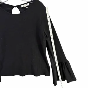 Anthropologie Porridge Joan Bell Sleeved Top Womens M Black Ribbed Boho‎ Chic thumbnail 10