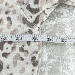 Grey Tan Leopard Print Oversized Quarter Zip Pullover Sweatshirt Small thumbnail 7