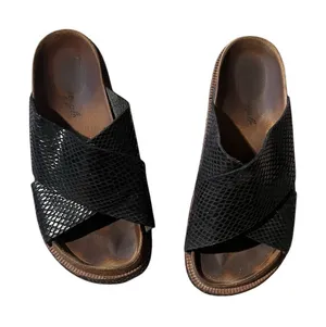 Free People Women's Black Snake Print Slide Sandals Size 8 thumbnail 1