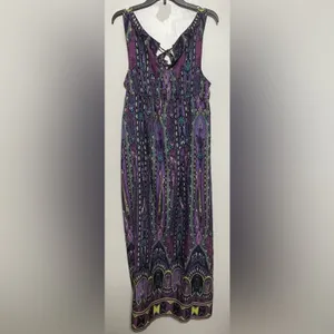 ECI Purple Floral Paisley Maxi Dress Size 12 Sleeveless thumbnail 13