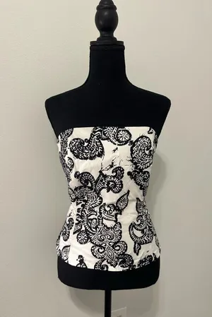 White House Black Market Corset Top Black White thumbnail 1