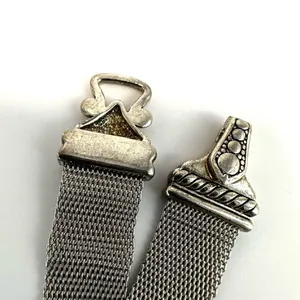 Silver tone mesh rhinestone vintage bracelet thumbnail 3