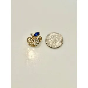 Mini Vintage Collectibles Rhinestone Apple brooch thumbnail 2