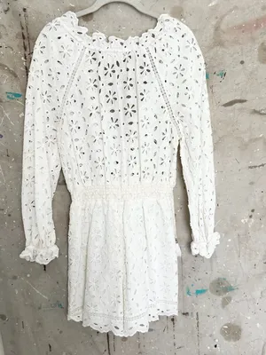 Zimmermann White Eyelet Lace Long Sleeve Romper thumbnail 5