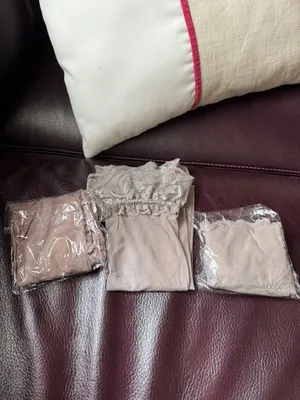 three Long lace stockings new, two grey one beige color thumbnail 1