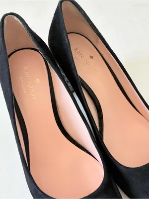 Kate Spade Black Suede Pumps Sparkling silver glitter Block Heel Womens Size 7.5 thumbnail 6