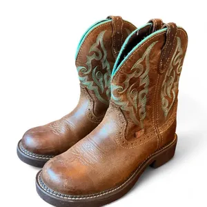 Justin Gypsy Women’s Western Cowboy Boots Brown Turquoise Leather Size 7.5 B thumbnail 1