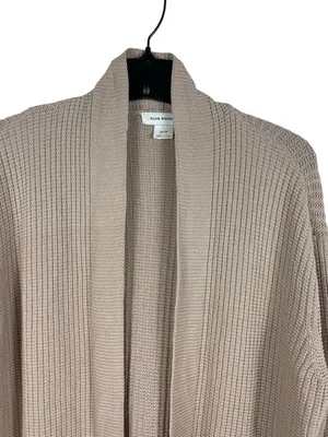 Club Monaco 100% Cotton Cable Knit Cardigan Beige Open Front Oversized XS thumbnail 3