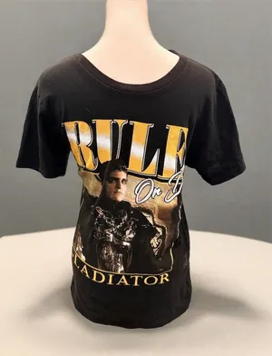 Handmade Rule Or Die Gladiator Graphic T-Shirt Womens Size M Black Short Sleeve thumbnail 1