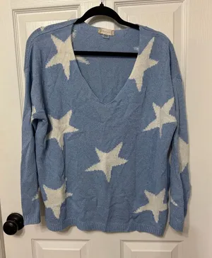 Altar’d state light blue sweater with‎ star print detail size medium thumbnail 1