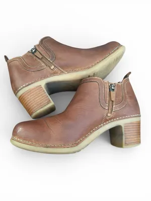 Dansko Leather Ankle Booties Brown Heeled Clogs Womens 7 EU 37‎ Comfort thumbnail 4