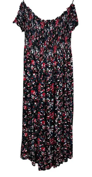 Lulu's‎ Maxi Dress XL Black Floral Off the Shoulder Maxi Side Slits Romantic New thumbnail 1