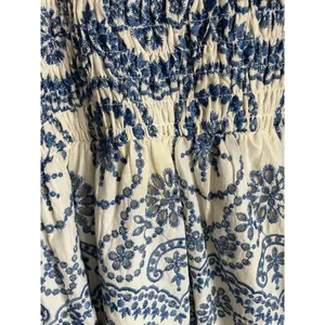 Zara Blue White Paisley Print Ruffle Strap Tiered Midi Dress Boho Womens M‎ thumbnail 3