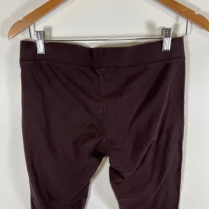 Aerie Womens Burgundy Lace Trim‎ Ankle Leggings Dark Plum Size Large Stretchy thumbnail 7