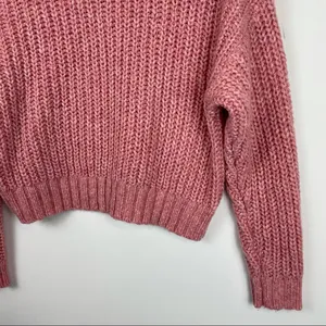 American Eagle Pink Chunky Knit Crop Sweater thumbnail 12
