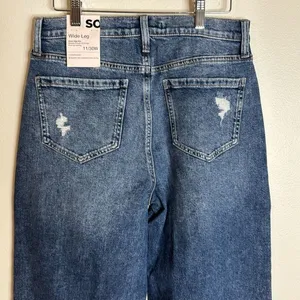 SO Women Super High Rise Wide Leg Distressed Denim Jeans Blue 11/30W thumbnail 10