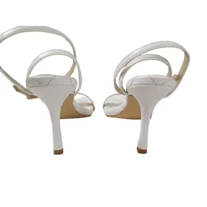 Lulus Donya White 8.5 Heels Square Open Toe Ankle Strap Sandals Pre‑Owned thumbnail 3