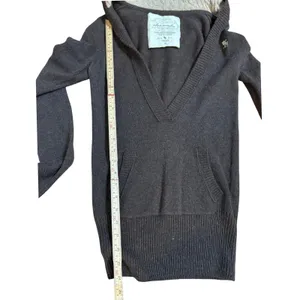 Rare Vintage Abercrombie & Fitch Brown V-Neck Hoodie Sweater Angora‎ Blend XL thumbnail 8