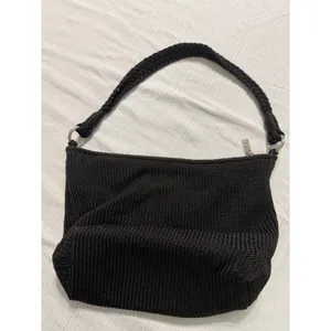 Lina Black Crochet Shoulder Bag Braided Strap Floral‎ Lining Hobo Handbag thumbnail 7