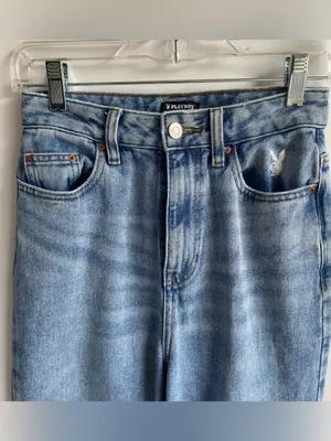 PacSun Playboy high waist straight leg back slash rainbow pocket casual jeans 25 thumbnail 6