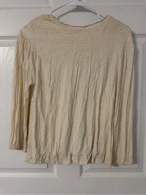 Free People Cream Tunic with Tan Embroidered Yoke thumbnail 5
