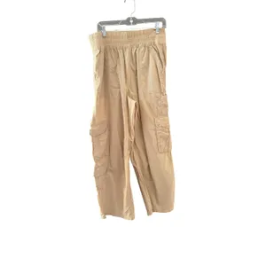 Aerie Tan Khaki Wide Leg Cargo Pants‎ High Rise Elastic Waist Womens Size Large thumbnail 2