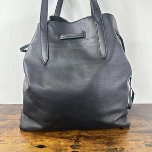 Jimmy Choo Bucket Drawstring Bag Womens Small Black Leather Shoulder Purse Italy thumbnail 9