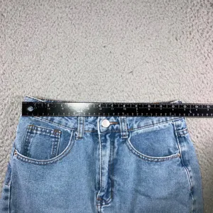 High Waist Straight Leg Jeans Women 25x28.5 Blue Retro Y2K Indie Released Hem thumbnail 14