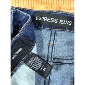 Express Jeans Girlfriend Jeans Women 14 Blue Distressed Mid Rise Denim Ankle thumbnail 4
