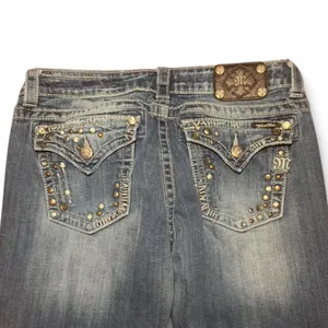 Miss Me Jeans Women 31 Easy Boot DK29 Rhinestone Embellished Flap Pockets JES463 thumbnail 6