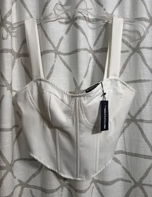 PrettyLittleThing Shape White Woven Corset Crop Top thumbnail 1