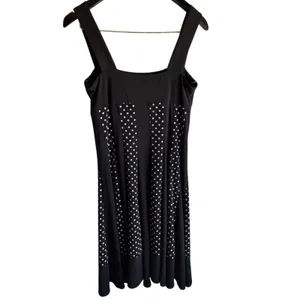 Frank Lyman Design Y2K K-pop Black and pale pink Polka Dot Midi swing Dress 6 thumbnail 3