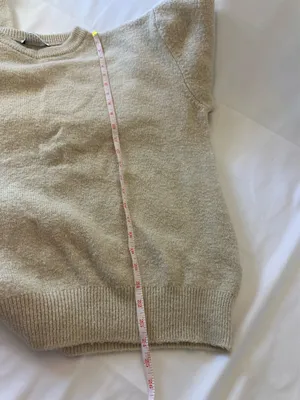 Zara Women's Beige Knit Oversized Crew Long Sleeve Pullover Sweater Top Size M thumbnail 5