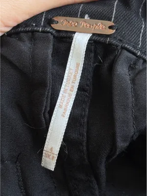 Free People Montella Pinstripe Crop Skinny Pants Black Button Fly size 4 thumbnail 6