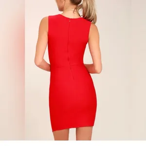 NWT Lulus Be Me Red Sleeveless Bodycon‎ Dress LARGE thumbnail 4