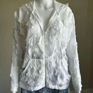 Flawed Y2K White Sheer Deconstructed Hoodie Long Sleeve Top thumbnail 1