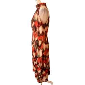 Banana Republic Halter Midi Dress Womens 6 Orange‎ Green New Abstract Ikat Print thumbnail 11