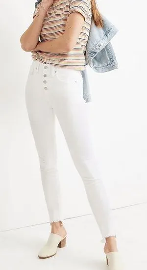 Madewell • 10" High-Rise Skinny Jeans in Pure White: Step-Hem Edition thumbnail 1