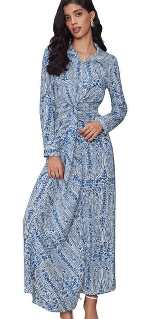 Nordstrom CIDER Chiffon Collar Floral Maxi Dress Sz 6 thumbnail 1