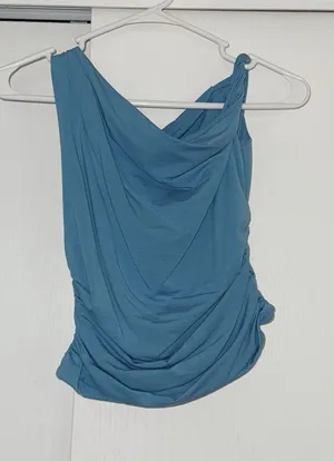 Off the shoulder Abercrombie Twist top - Blue thumbnail 1