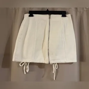 Honey Punch Denim White Lace-Up Skirt thumbnail 2