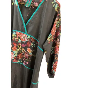 Johnny Was‎ Silk Floral High Low Tunic Top Grey Teal V-Neck 3/4 Sleeve Size M thumbnail 11