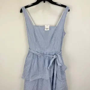 J.Crew Striped Sleeveless Belted Tiered Dress White Banker Blue Retro US 6 NWT thumbnail 5